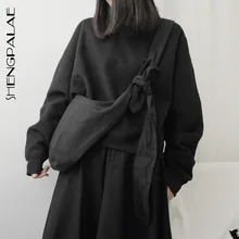 SHENGPALAE, новинка, модная черная однотонная сумка через плечо, холщовая, на шнуровке, винтажная, повседневная, вместительная, уличная сумка для женщин, FV501