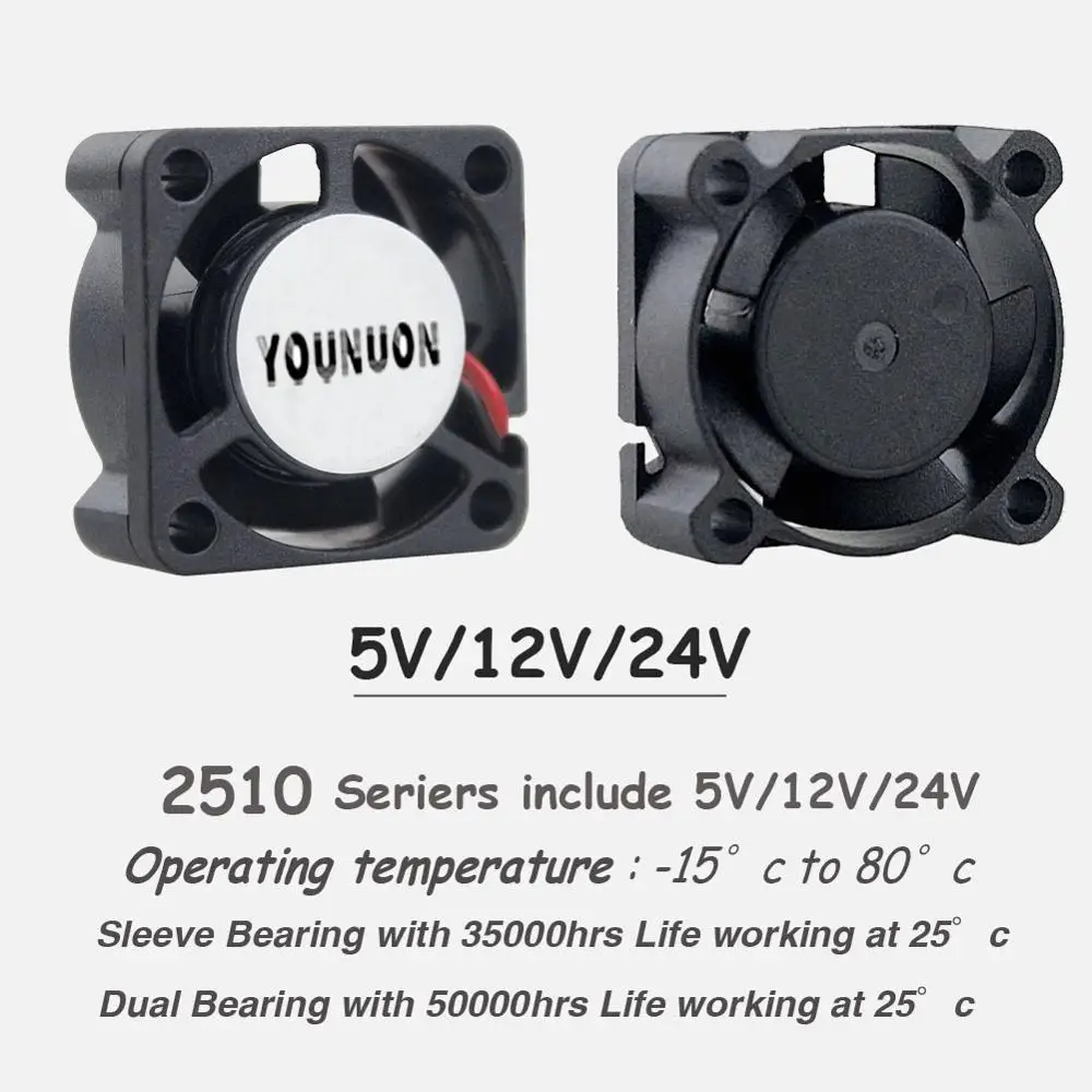 Ventilador de Refrigeração Peças Rolamento de Esferas Duplo 25x25x10 mm 25 mm 5v 12v 24v Placa de Vídeo Ventilador M.2 Ventiladores Ssd - Imagem 3