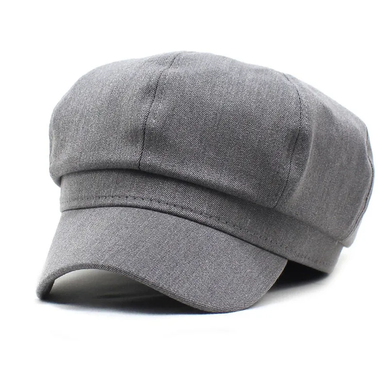 Women Polyester Solid Color Duck Tongue Beret Simple Casual Octagonal Cap Autumn and Winter Joker Painter Hat 38 women beret
