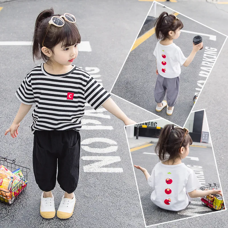 

Baby Summer Wear Girls' Short-sleeved Suit 2019 New Style Children Summer Western Style Clothes Two-Piece Set 3 to 4 Years Old K