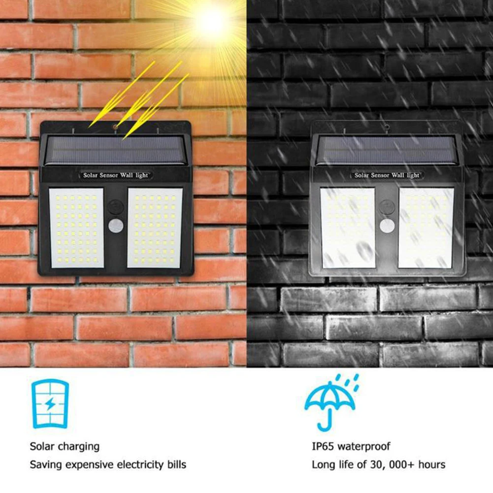 Wireless Outdoor Waterproof Super Bright Garage Backyard Solar Wall Light Led Garden Corridor PIR Motion Sensor Wide Angle