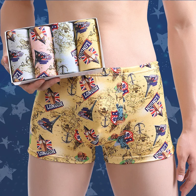 

4PCS Male Boxer Underwear Mens Low Rise Boxer Underpants Shorts Men Sexy Underwear Nylon Boxers Men Underwear