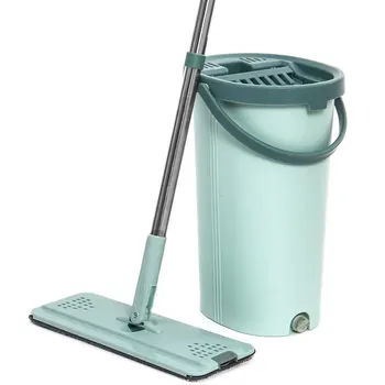 

Spray Flat Squeeze Mop Hand Free Wringing Wet Dry House Wooden Floor Cleaning Lazy Mops with Bucket Replacement Microfiber Pads