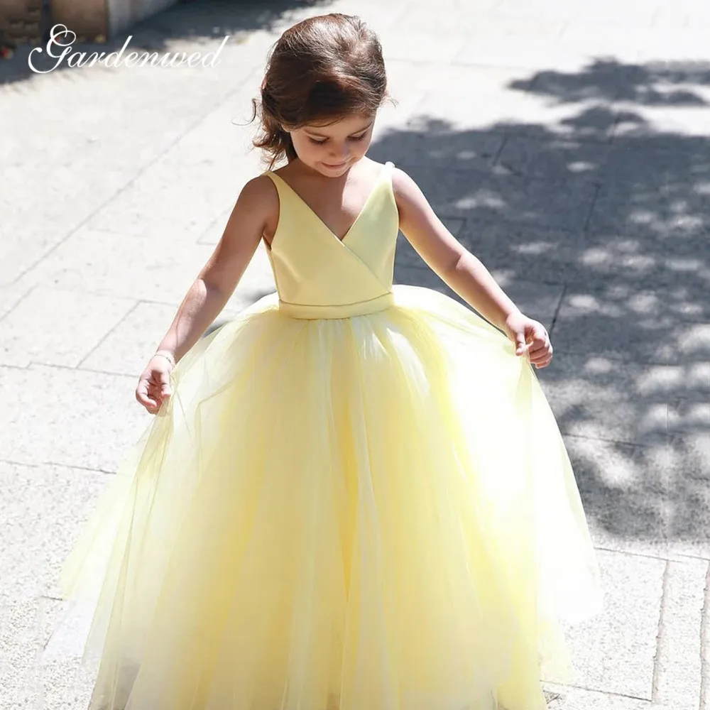 v back flower girl dress