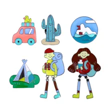 Аксессуары из Иу для мальчиков и девочек, рюкзак, палатка, автомобиль, масляная капля, брошь, кактус, корсаж, брошь