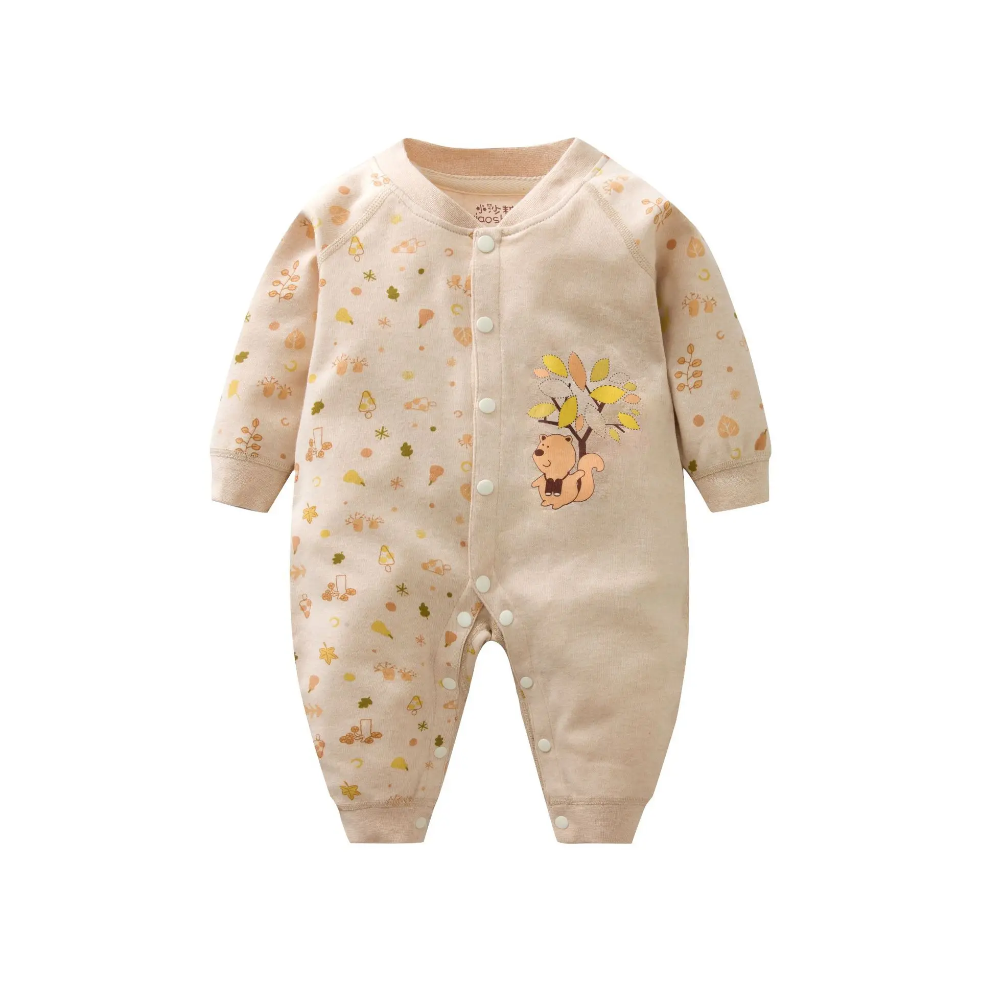 

19 Spring Childrenswear Baby Clothes Colored Cotton Onesie Newborns Open File Closed Crotch Crawling Clothes Long Sleeve