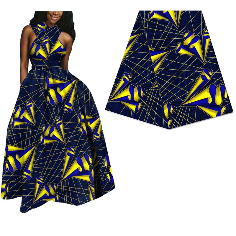 Синий Африканский принт настоящий голландский воск ткань для вечерние платья дизайн 6 ярдов Анкара настоящая нигерийская ткань 287