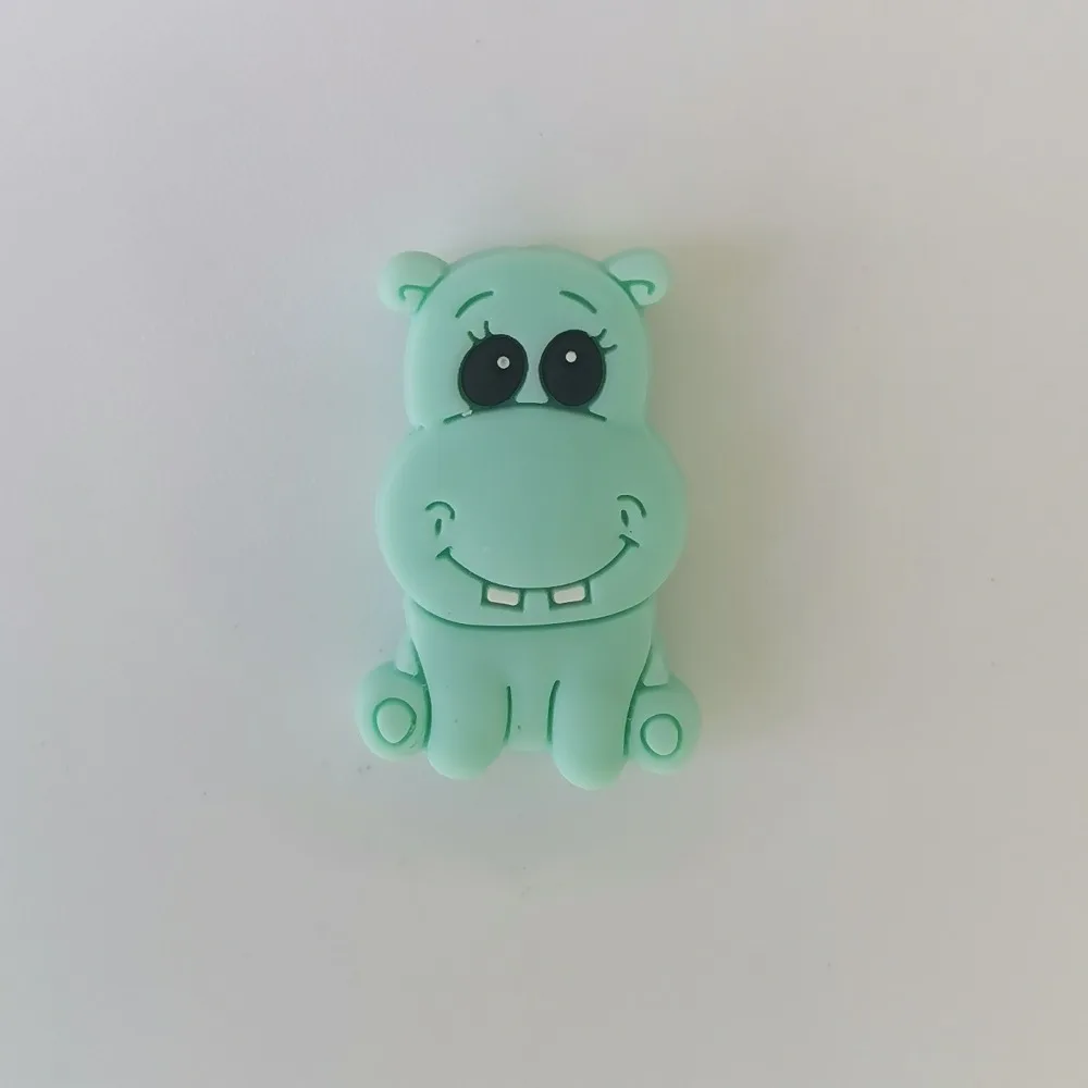 10pcs mini Silicone Beads Cartoon hippo BPA Free Baby Teether Accessories Teething Necklace DIY Food Grade children girl gift
