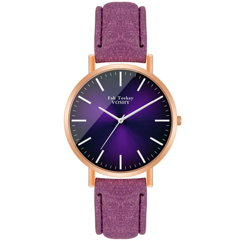 Purple 1 WJ-8738, классические часы с кожаным ремешком, подарок, модные часы для влюбленных, браслет для мужчин и женщин, наручные часы, простые, reloj mujer hombre - Color: Purple 1