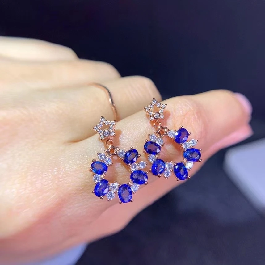 

Роскошные серьги-гвоздики из голубого драгоценного камня для леди, украшение, реальное фото 925 Дюймов, камень на удачу, подарок на день рождения Sep Virgo