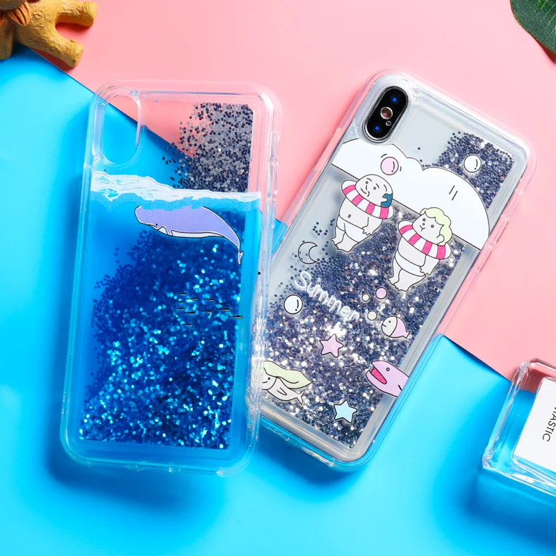 

for iPhone 7 6S 6 8 Plus 11 Pro Max Case Glitter Girls' Flaming Case Quicksand Liquid Silicone Cover Cute for iPhone XS Max XR