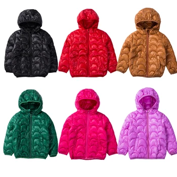 

6 Colors Kids Baby Boys Girls Down Coat Clothes Hooded Coat Solid Zipper Warm Jacket Winter Toddler Outwear