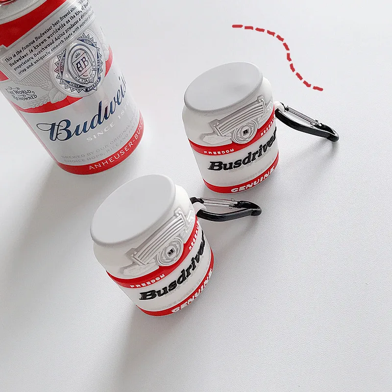 Fashion Trends Budweiser Beer Silicone Soft Bluetooth Headset Cases for Apple Airpods 1/2 Cute Earphone Cover Accessories Lovely