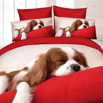 

Aggcual printed cat and dog bedding set king size cute pet Home textiles duvet cover set double bed 100% Polyester be100