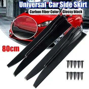 

80cm Black / Carbon Fiber / Red Universal Car Side Skirt Rocker Splitters Winglet Side Wings Bumper Car Bumper Body Side Skirts