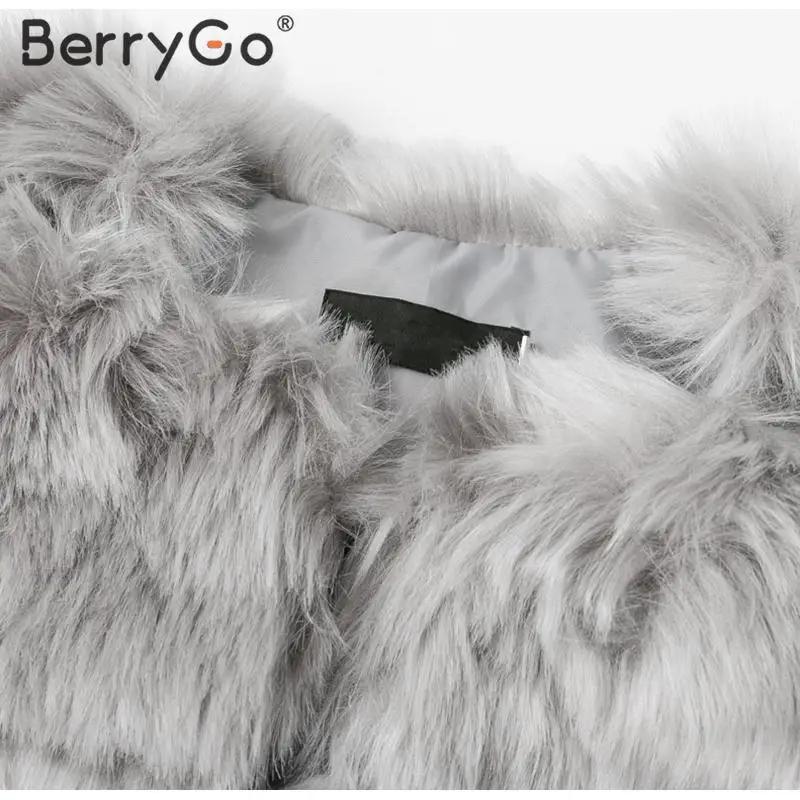 BerryGo повседневное толстое теплое пушистое пальто из искусственного меха для женщин элегантное осенне-зимнее женское длинное пальто мягкая женская розовая верхняя одежда
