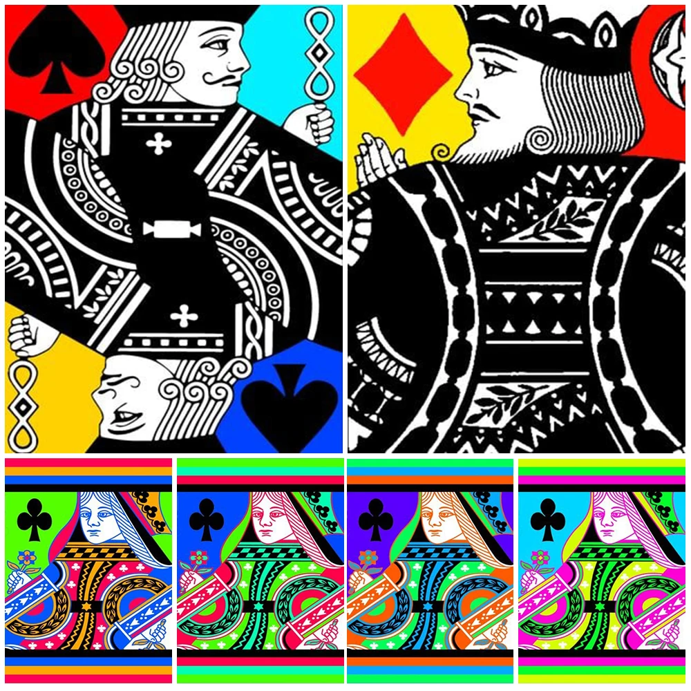 

Abstract Poker King Queen Posters Playing Cards Wall Pictures For Living Room Nordic Poster Wall Art Canvas Painting Unframed