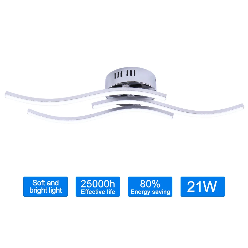

Trigeminal Ceiling Lamp Wave Chandelier Novelty 21W Modern LED Ceiling Lamp Bedroom Living Room Kitchen Ceiling Cold/Warm Lamp