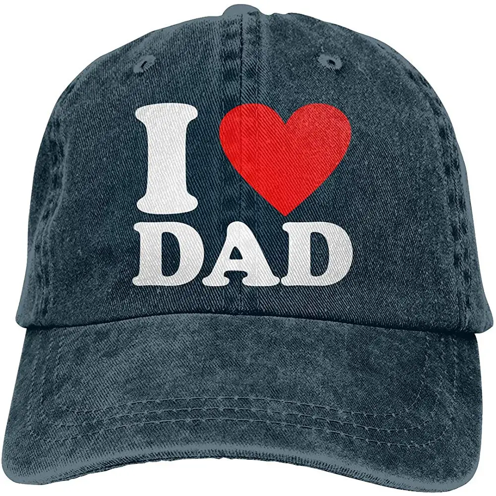 Мужская/Женская Регулируемая трикотажная окрашенная джинсовая бейсболка s I Love My Dad однотонная Кепка