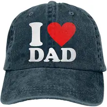 Мужская/Женская Регулируемая трикотажная окрашенная джинсовая бейсболка s I Love My Dad однотонная Кепка