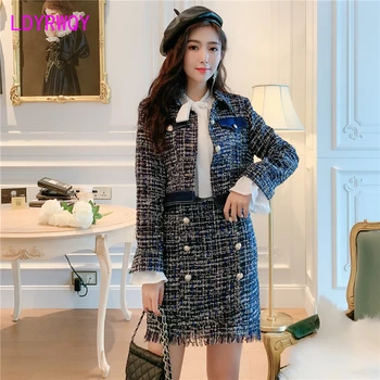 

2019 Autumn Korean version of the tide fashion two-piece set of ladies temperament style suit skirt
