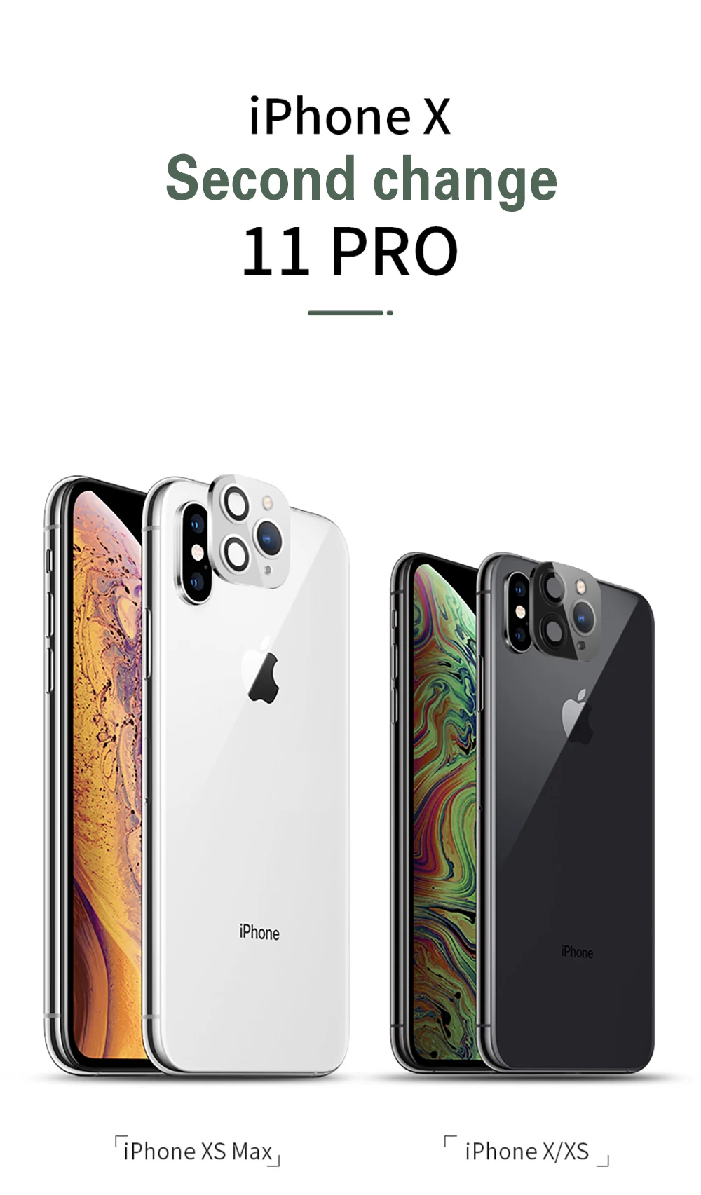 2 шт применимый iPhone Apple X XS MAX Seconds изменить для iPhone11 PRO MAX наклейка на рассеиватель Модифицированная крышка камеры чехол из титанового сплава