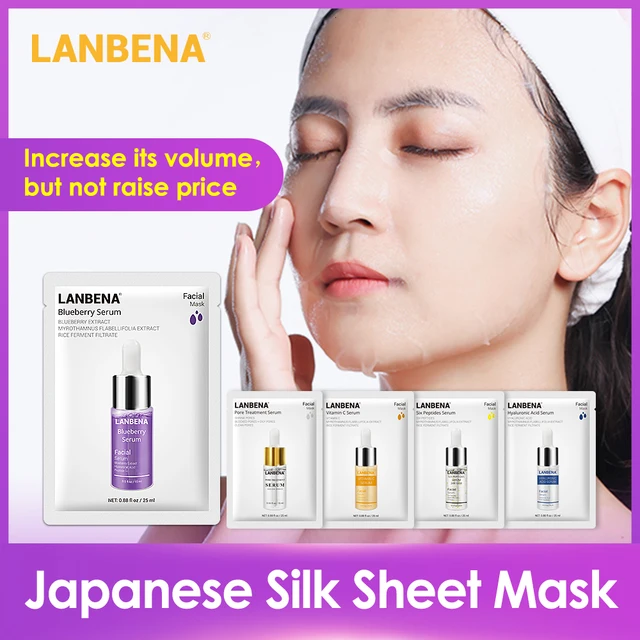 LANBENA Face Mask Blueberry Oil Control Six Peptides Hyaluronic Acid Pore Treatment Serum VC Whitening Skin Care Facial Mask