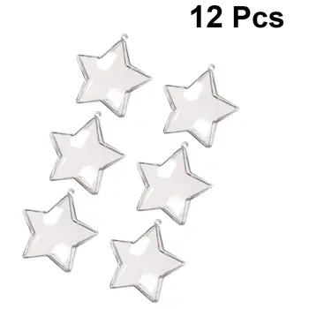 

12PCS Food Grade Transparent Stars Shape Plastic Ball Wedding Decoration Pendant Candy Box Shower Wedding Decoration Candy Box