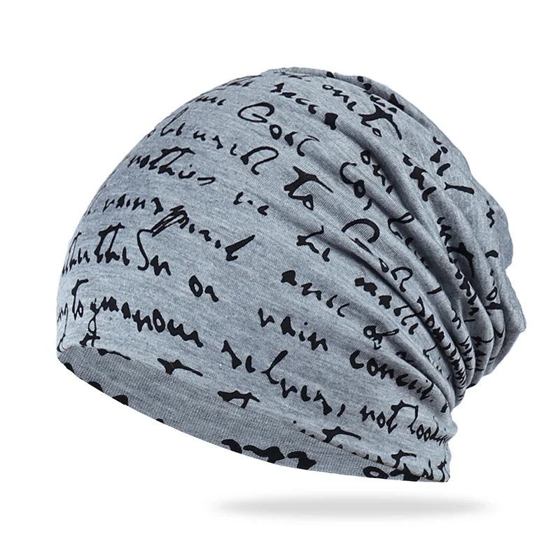 Sparsil унисекс хлопковая зимняя шапка с буквенным принтом теплая вязаная шапка в стиле хип-хоп женская и мужская эластичная уличная шапка - Цвет: 3Light Grey