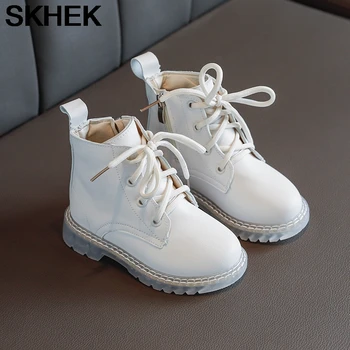 

SKHEK kids boots Baby Children Ankle Warm Sneaker zip Flat with PU Snow Baby Casual Shoes girls boots autumn