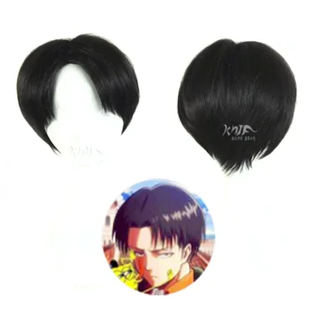 

Top quality Black Men's Short Hair cos hat wig Attack on Titan Rivaille Anime Cosplay Wigs wholesale
