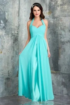 

robe de soiree vestido de noiva Halter Neckline robe demoiselle d'honneur Chiffon 2018 cheap long bridesmaid dresses