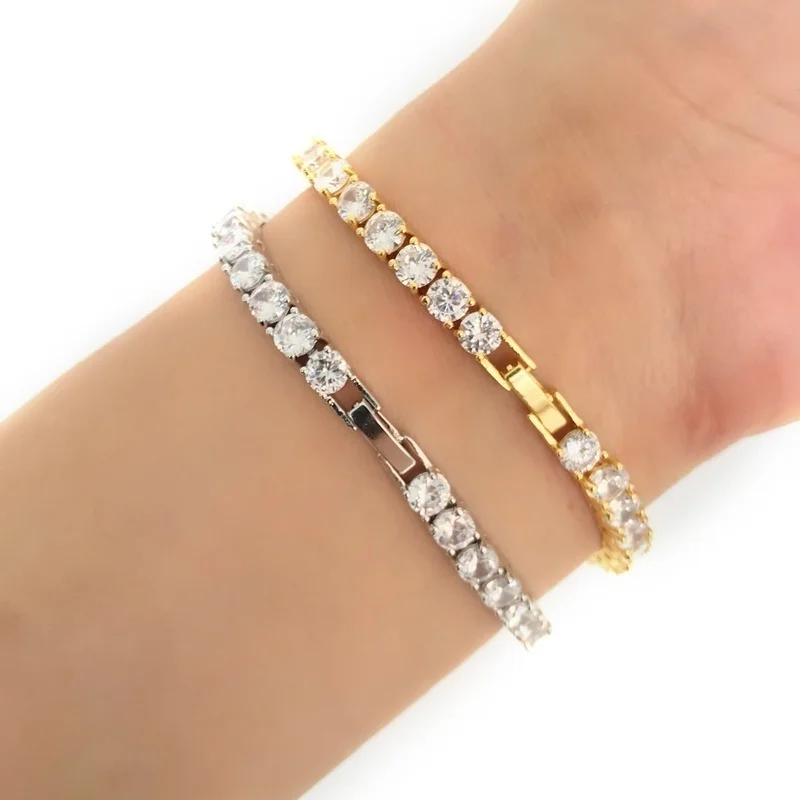 Хип-хоп мужской браслет, однорядные стразы, цепочка, Bling Tennis, очаровательные браслеты, циркониевые браслеты, звеньевая цепочка, ювелирное изделие