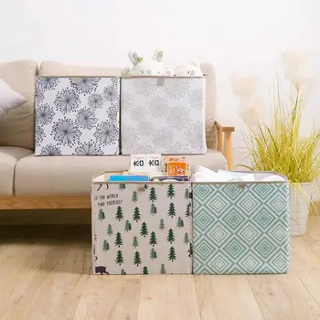 

Large Linen Folding Cloth Storage Bins Kids Toy Storage Box Desktop Storage Basket Without Cover Wardrobe Clothes Storage Box