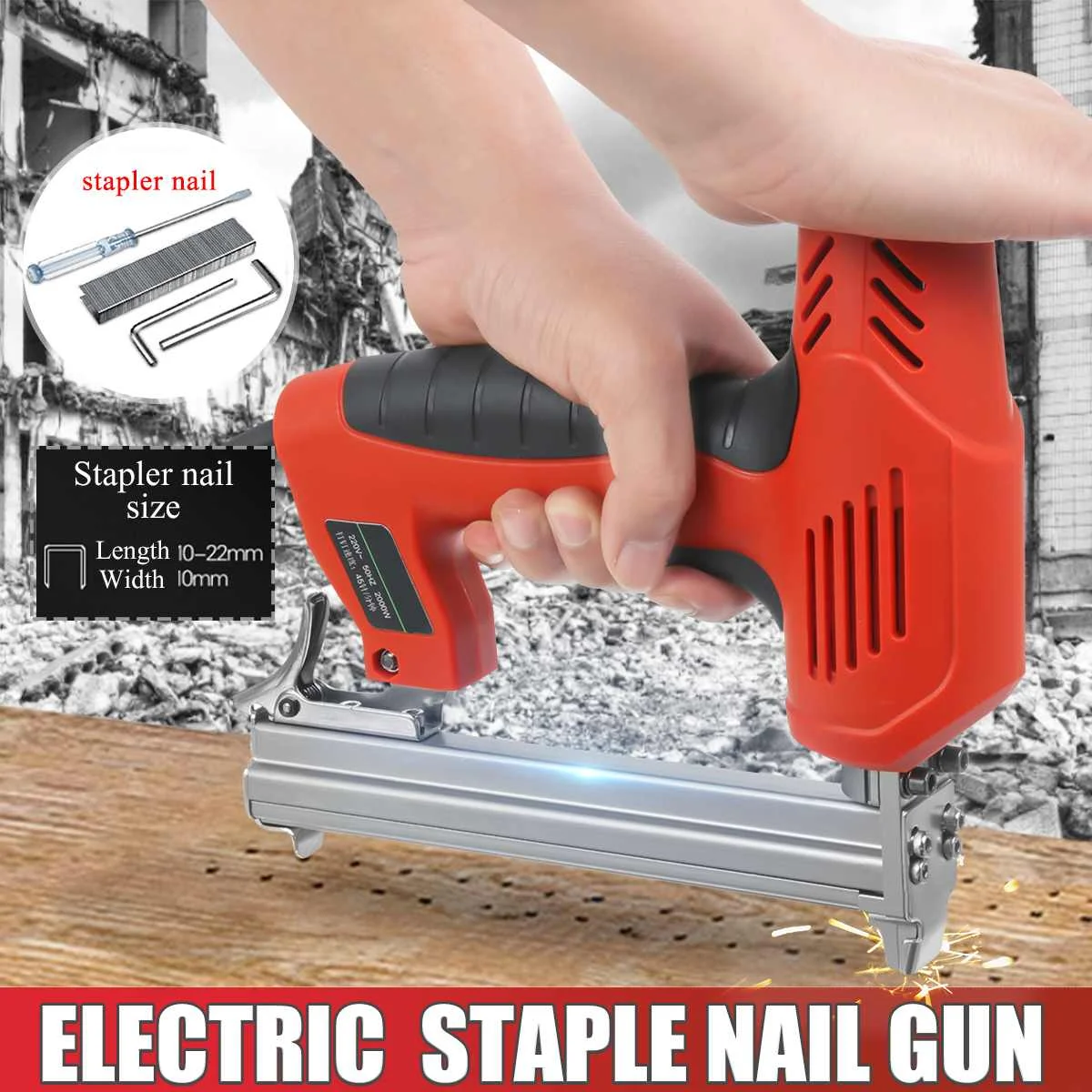 

High Power Electric Nailer 10-22mm 220V 2000W Framing Tacker Electric Nail Gun Staple for Guns Woodworking Tool DIY Hand Tool