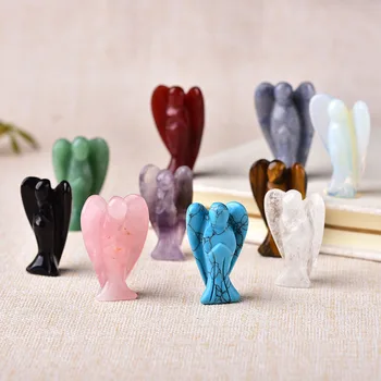 1PC Natural Crystal Guardian Angel Figurine Amethyst Rose Quartz Colorful Healing Stone Gem Craft Gift Home Decor Ornaments 5