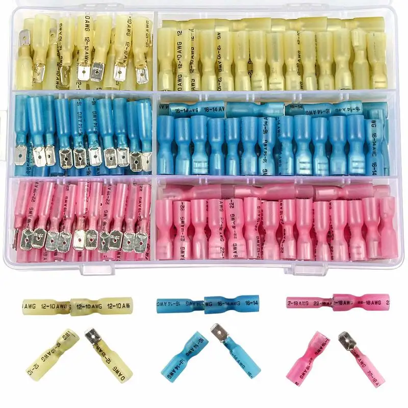 22-18AWG Male /& Female Heat Shrink Wire Connectors Car Electrical Spade Terminal