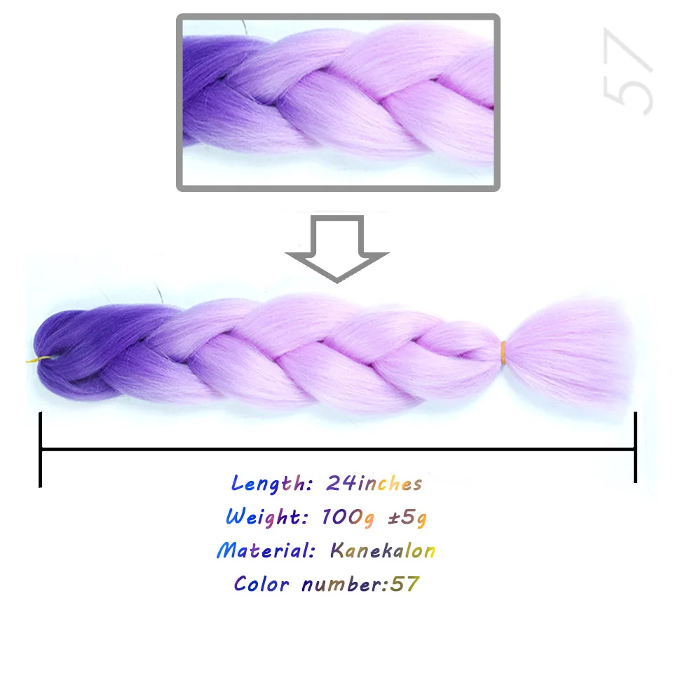 LVHAN три/два тона синтетические Омбре Джамбо синтетические косички волос 2"(60 см) 100 г/шт. термостойкие цветные крючком косички - Цвет: #33