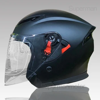 

Open Face Double lens Dual visor Motorcycle helmet matte black Riding Motocross Racing Motobike Helmet