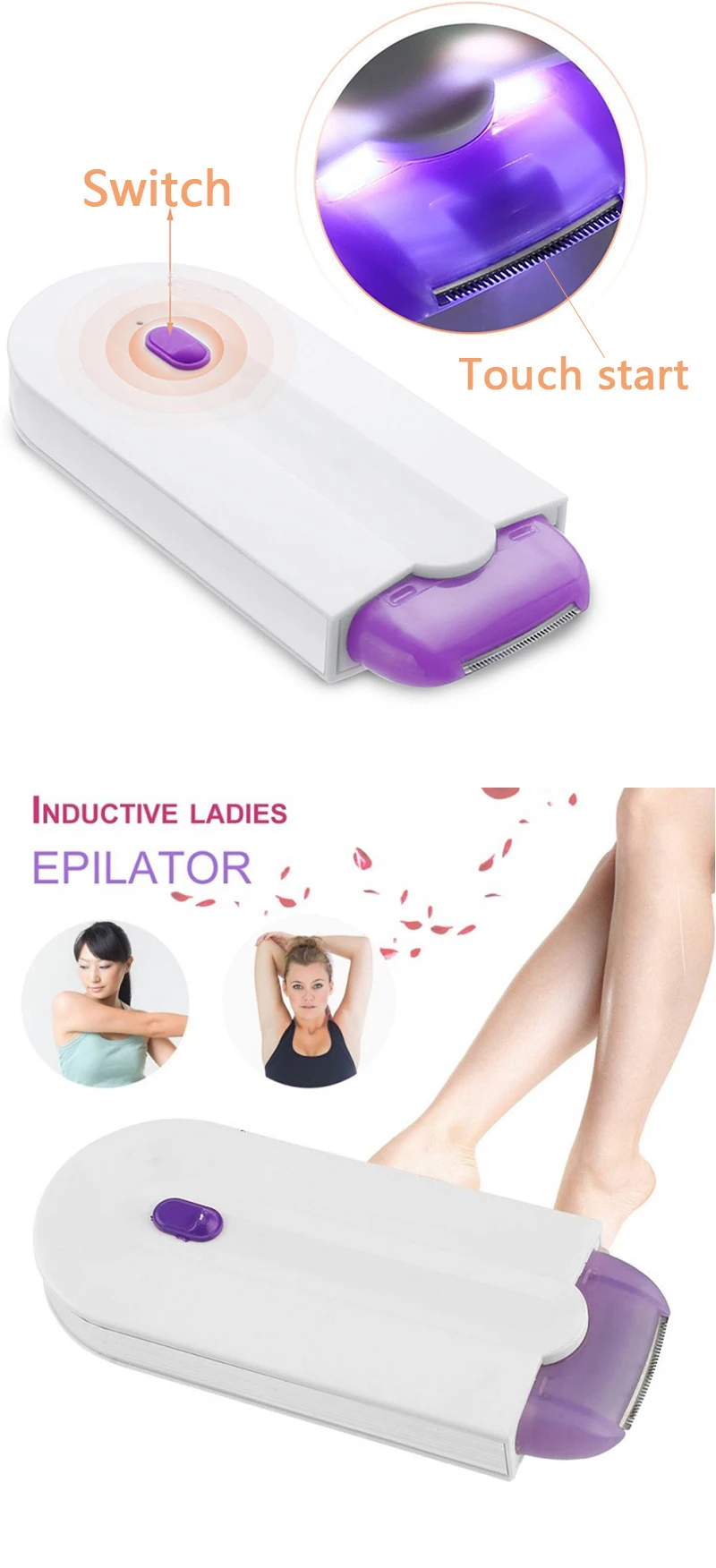 corpo depilador navalha instantânea sensor luz bikini trimmer