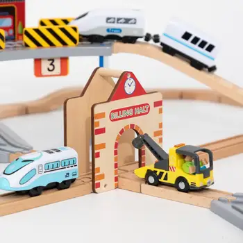 

Childrens Educational Toy Wooden Track Transfer Station Toy DIY Train Scene Compatible With Wooden Track The Most Beautiful Gift