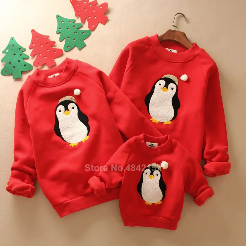 Плотные Рождественские свитера для всей семьи; одинаковые толстовки с капюшоном на год с вышитым рисунком Санта Клауса; пижамы для мамы, папы и детей - Color: Color10