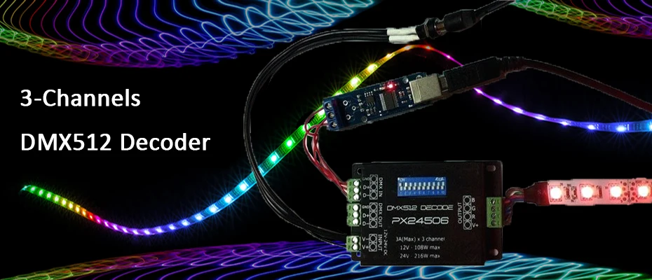 DMX512 декодер драйвер DMX512 3CH усилитель сигнала, RGB 12 в 24 В светодиодный DMX контроллер светодиодный контроллер для RGB Светодиодные полосы света