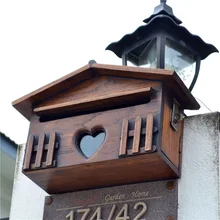 

Outdoor Wooden Post Box Letter Mailbox Secure Mailbox Lockable Wall Mounted Letterbox Rainproof Suggestion Box Garden Decoration