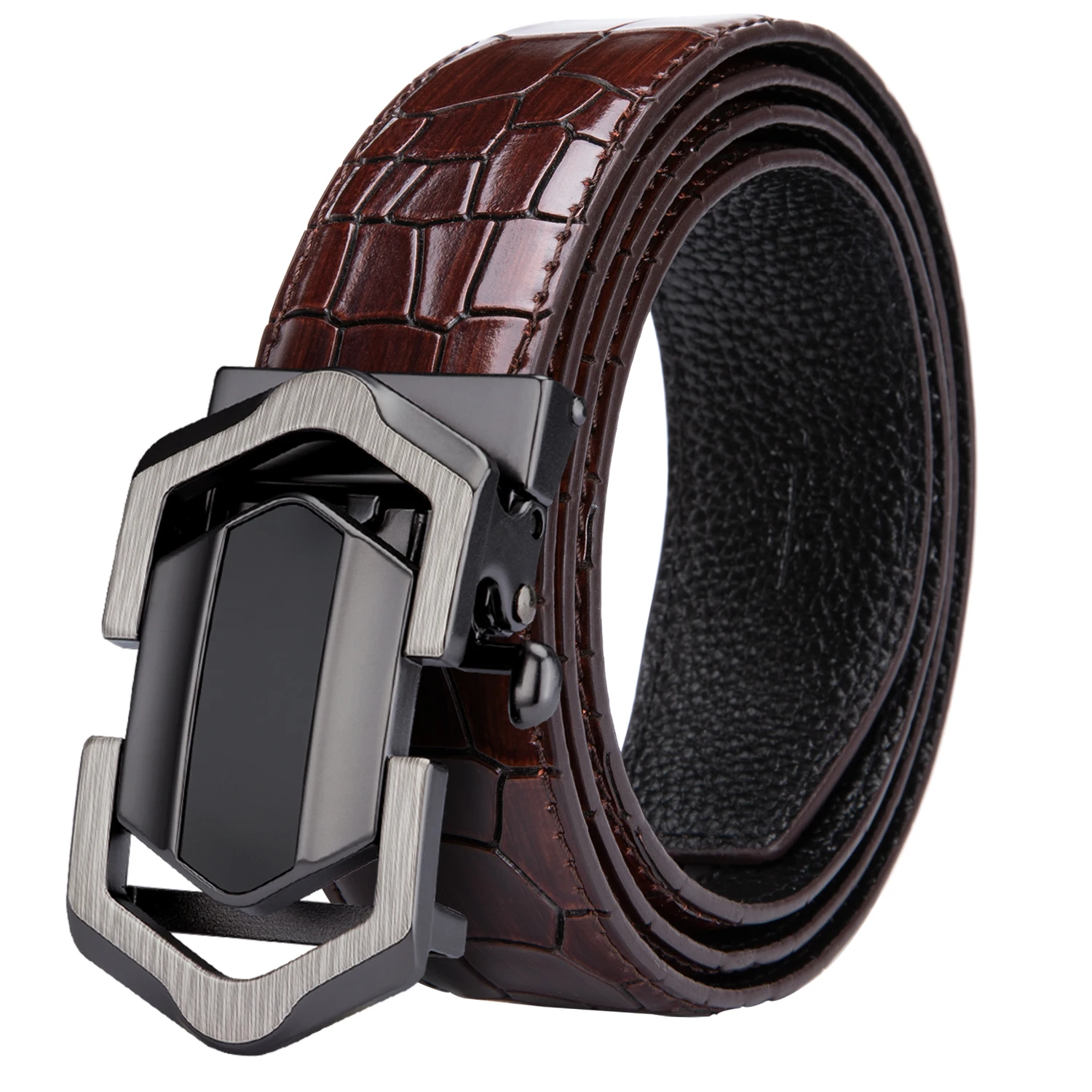 DJ-C-0091 Hi-Tie роскошный крокодиловый красный ремень для мужчин из натуральной коровьей кожи ремень для джинсов Автоматическая пряжка повседневные крутые ковбойские ремни - Цвет: DJ-C-0091