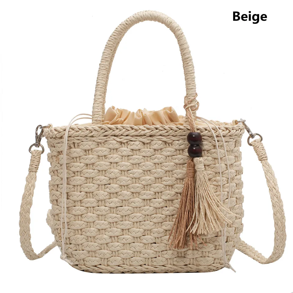 Fashion Tassel Straw Handbag 2021 Summer New Hand-Woven Rattan Bag Woven Purse Wicker Beach Bag Bohemia Shoulder Messenger Bags