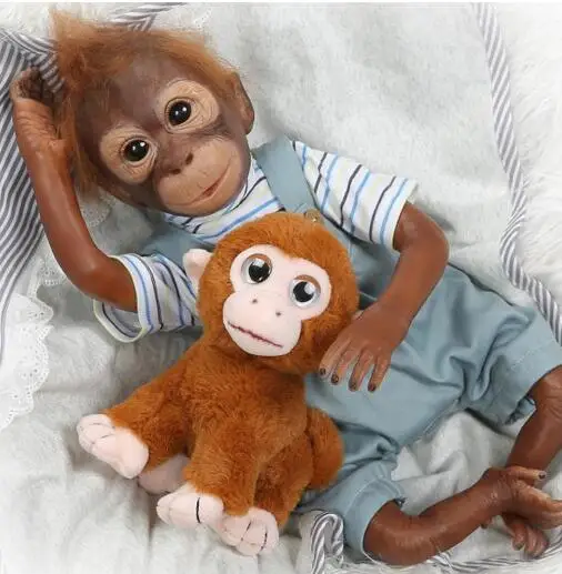 Темно-синий Новинка 21 дюймов 52 см ручной работы boneca reborn Monkey очень мягкие силиконовые виниловые куклы Macaco игрушки коллекционные художественные куклы Apes - Цвет: Темно-синий
