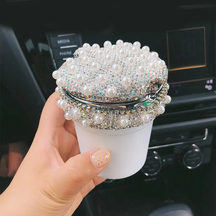 Rhinestone-Portable-Car-Ashtray-with-Led-Light-Crystal-Pearls-Car Ashtray-3