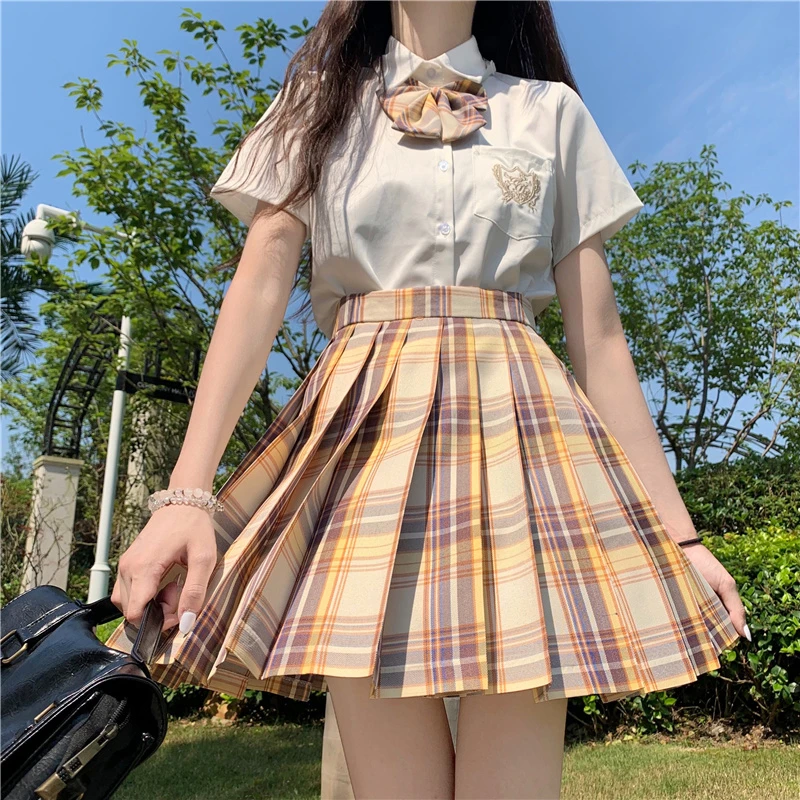 Falda de montaña de soplado JK, conjunto completo de Falda uniforme de estudiante, falda cuadros marca de verano|Faldas| - AliExpress