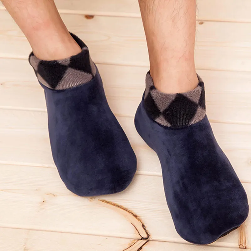 Мужские и женские утепленные зимние теплые носки нескользящий для дома пол мягкие повседневные тапки чулочно-носочные изделия GDD99